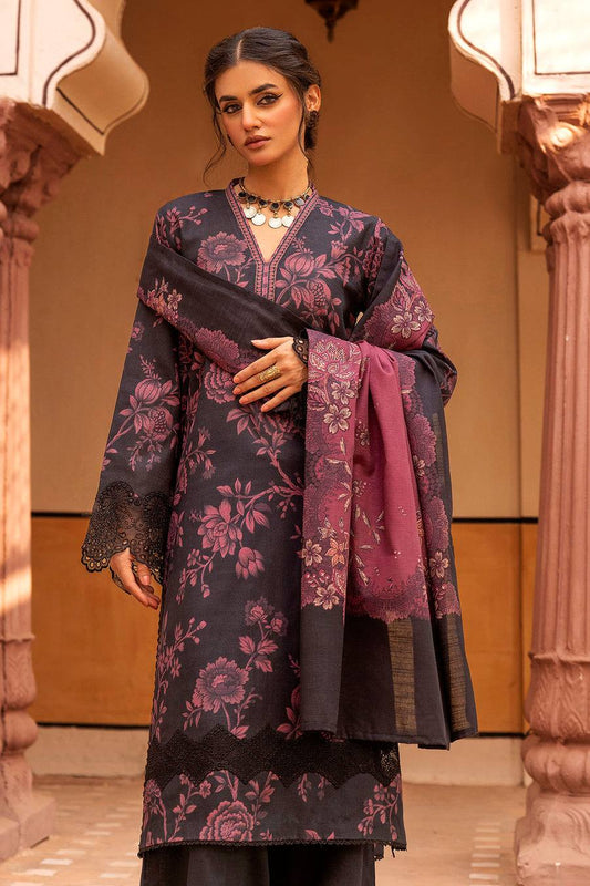 Motifz Un-stitch embroidered khaddar 3 piece