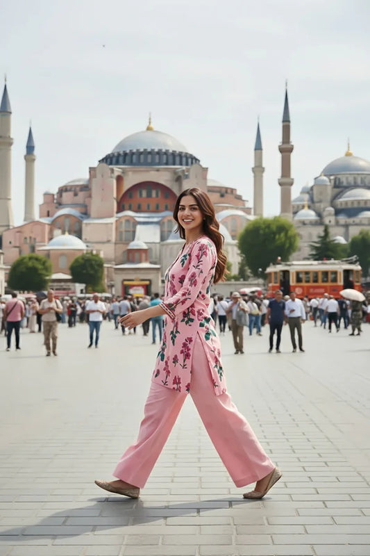 TanaBana 2 Piece - Printed Silk Co-ord Set - BD - 04