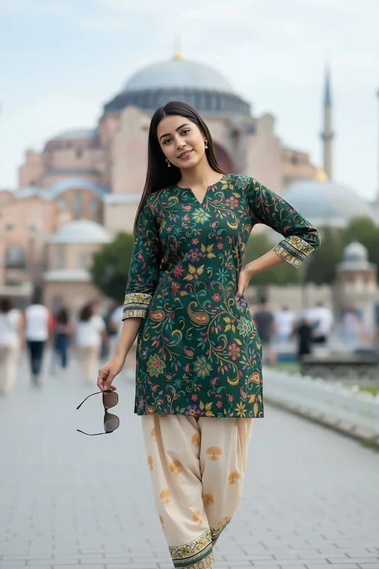 TanaBana 2 Piece - Printed Silk Co-ord Set - BD - 09