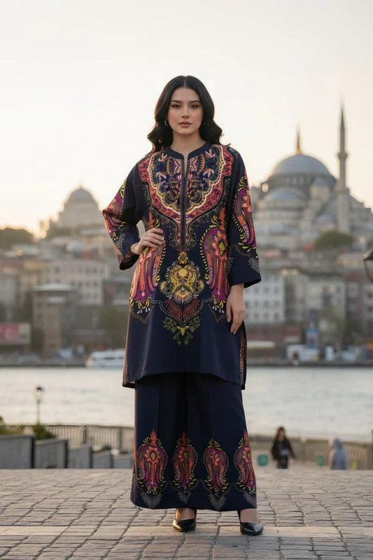 TanaBana 2 Piece - Printed Silk Co-ord Set - BD - 11