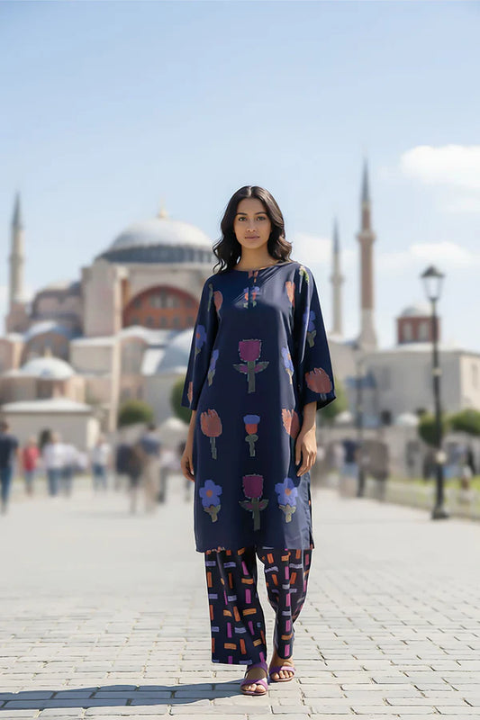 TanaBana 2 Piece - Printed Silk Co-ord Set - BD - 07