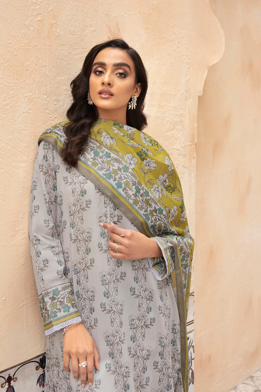 Nishat-Unstitched-printed lawn 3-piece
