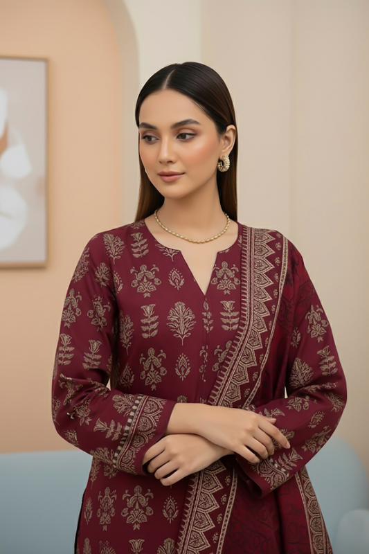 Tanabana fabrics 3 Piece - Printed Premium Khaddar - V5 - 02