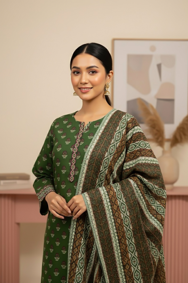 Tanabana fabrics 3 Piece - Printed Premium Khaddar - V5 - 07