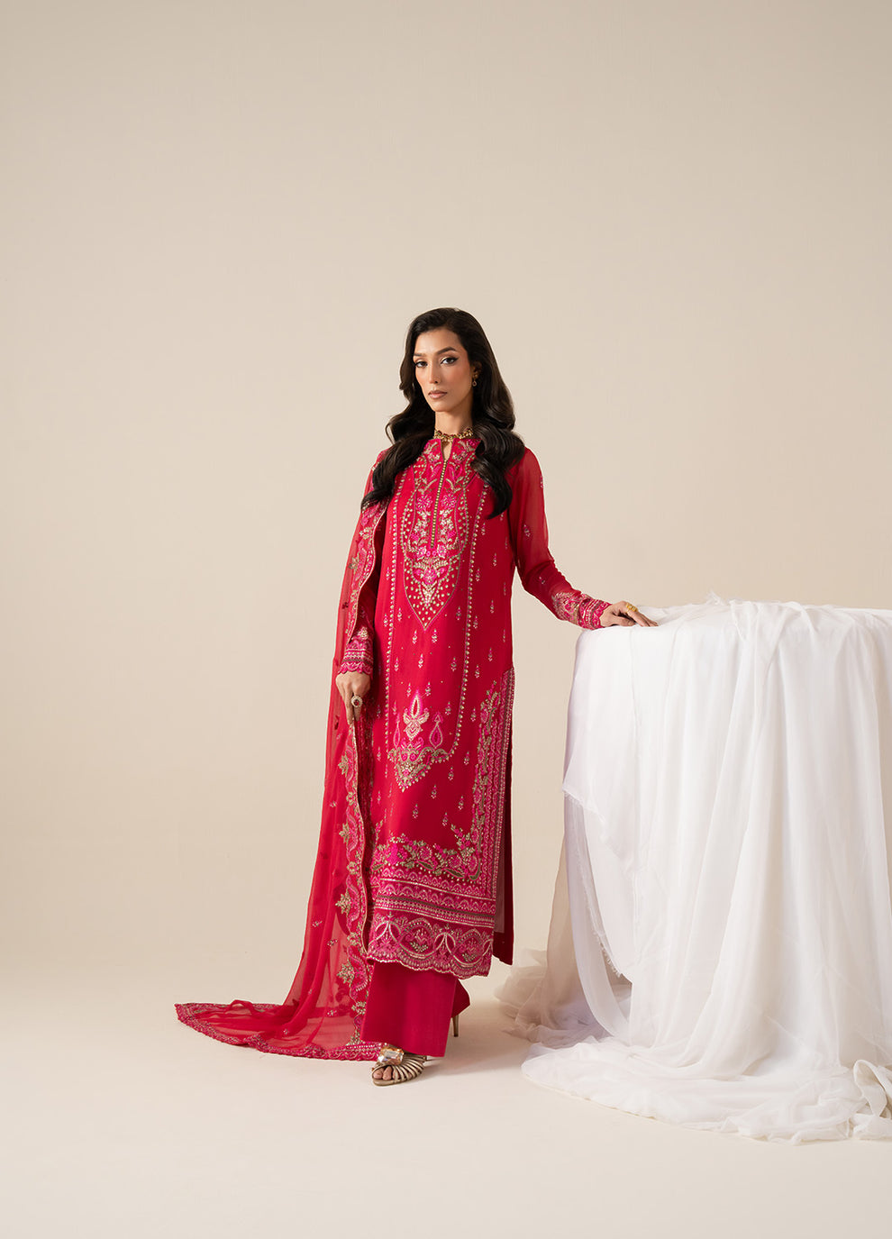 Maryum n Maria unstitch chiffon embroidered 3 piece