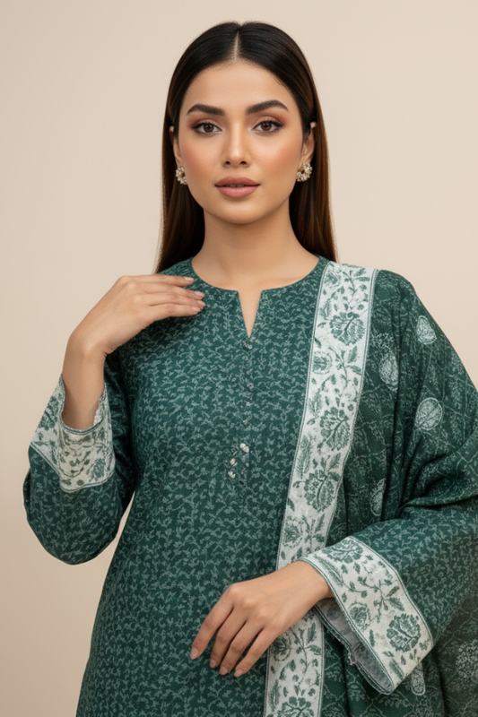 TanaBana Fabrics 3 Piece - Printed Premium Khaddar - V5 - 01