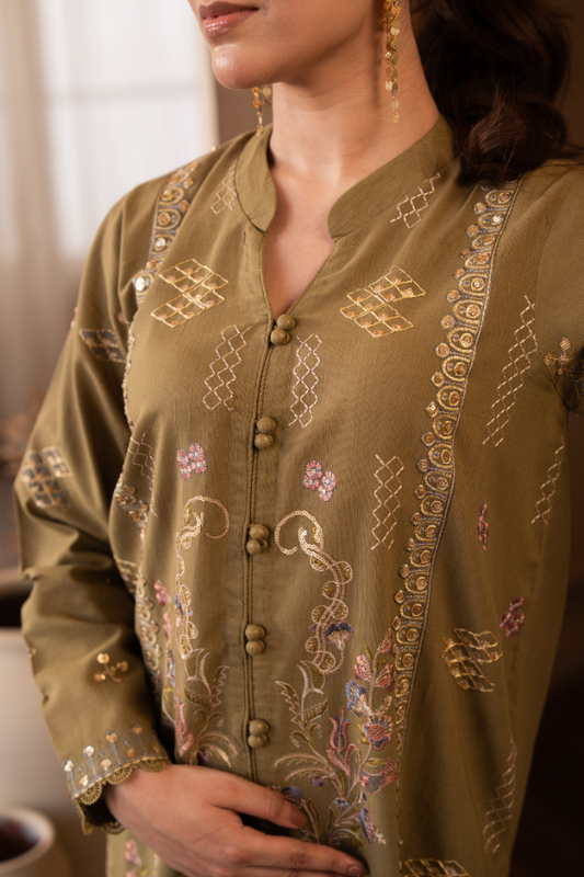 Tanabana Fabrics 2 Piece - Embroidered Khaddar Suit - AEK - 08