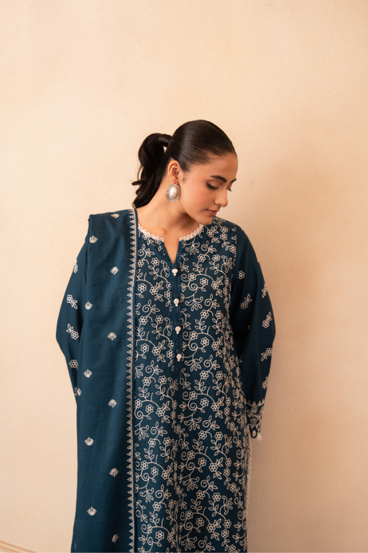 Tanabana-3 Piece - Embroidered Khaddar - V7 - 01