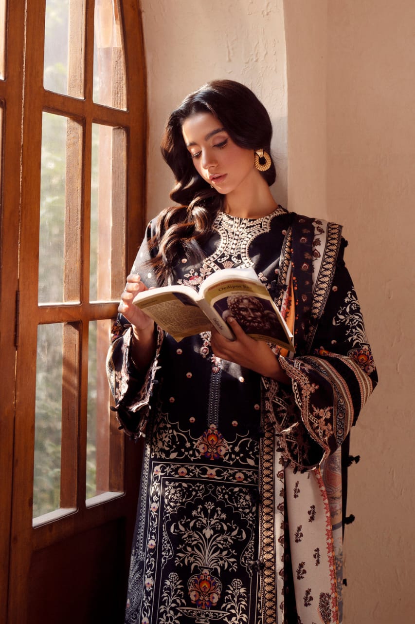 TanaBana Fabrics UnStitch Embroidered Khaddar 3 piece