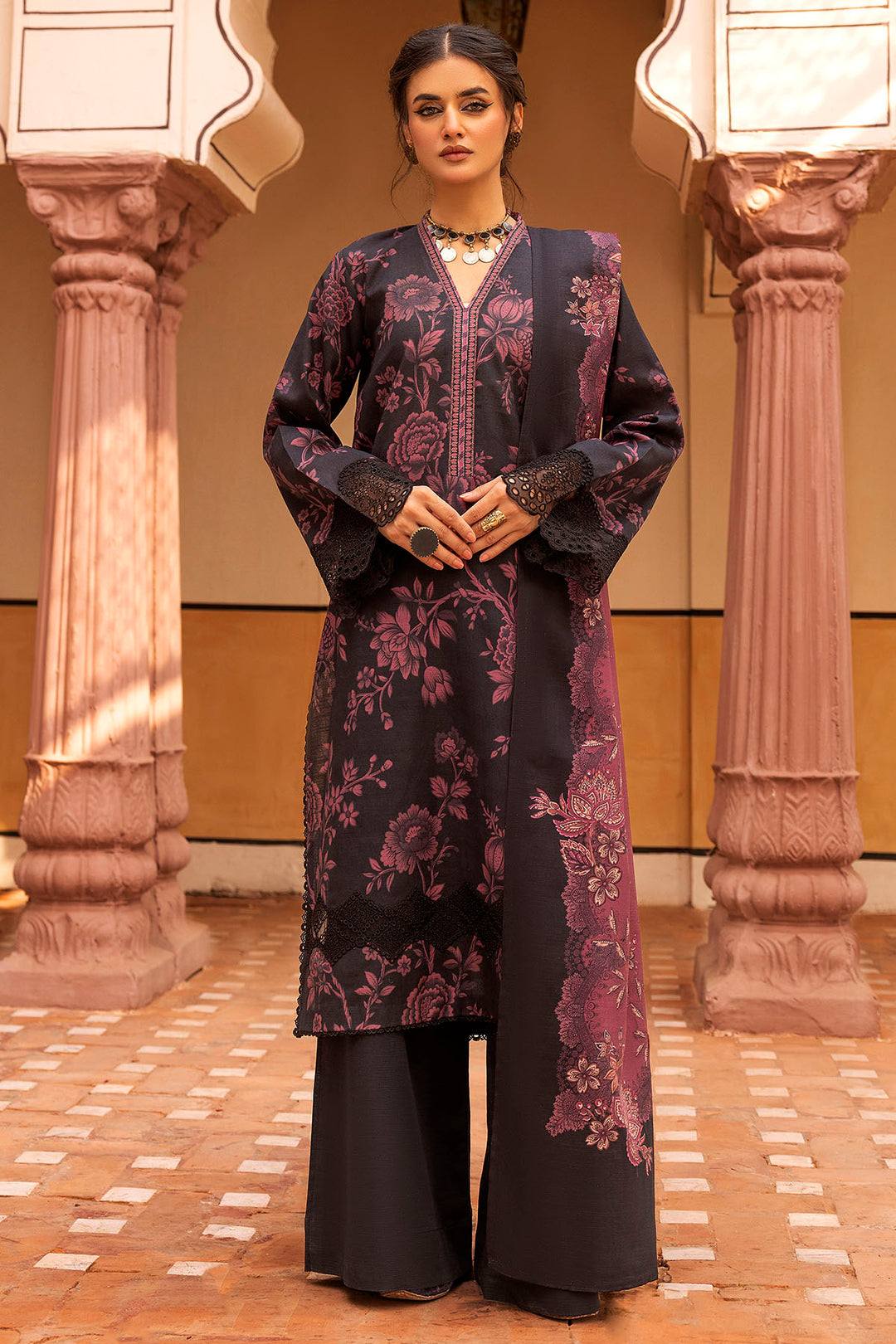 Motifz Un-stitch embroidered khaddar 3 piece