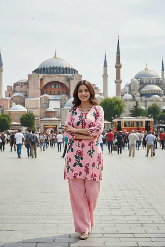 TanaBana 2 Piece - Printed Silk Co-ord Set - BD - 04