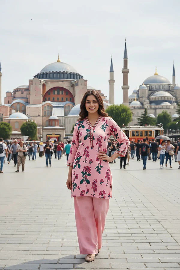 TanaBana 2 Piece - Printed Silk Co-ord Set - BD - 04