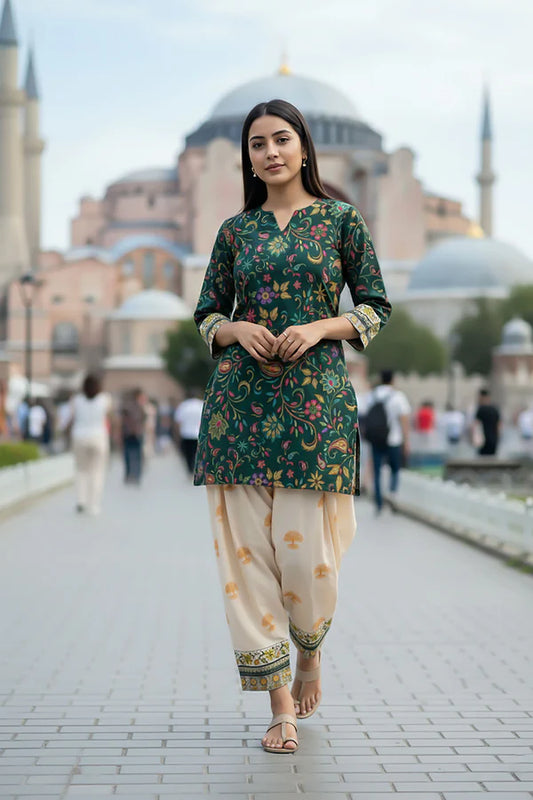 TanaBana 2 Piece - Printed Silk Co-ord Set - BD - 09