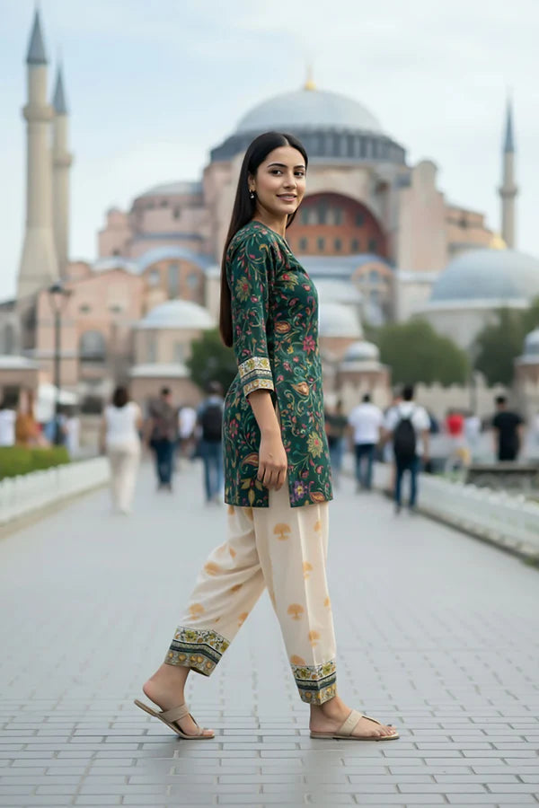 TanaBana 2 Piece - Printed Silk Co-ord Set - BD - 09