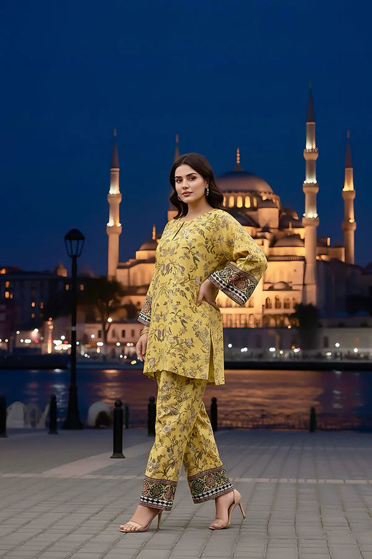 TanaBana 2 Piece - Printed Silk Co-ord Set - BD - 08