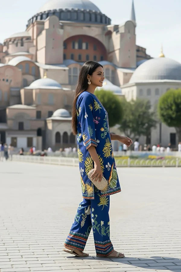 TanaBana 2 Piece - Printed Silk Co-ord Set - BD - 02