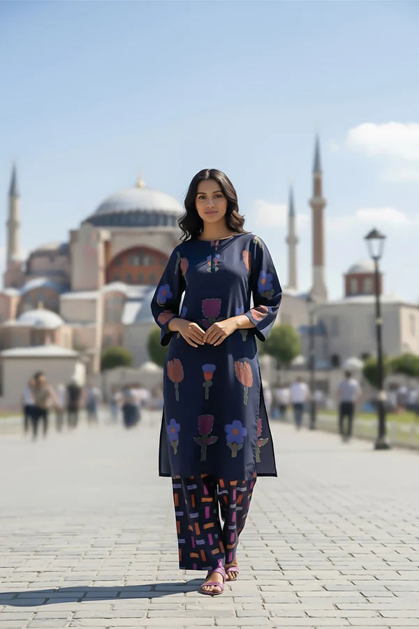 TanaBana 2 Piece - Printed Silk Co-ord Set - BD - 07