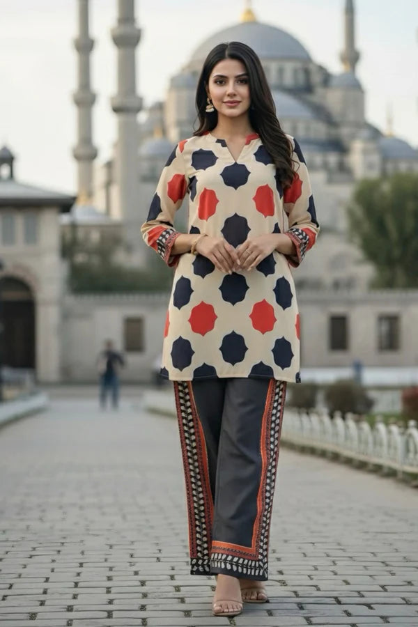 TanaBana 2 Piece - Printed Silk Co-ord Set - BD - 01