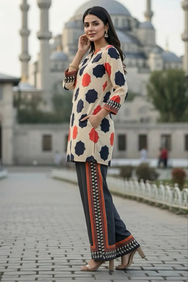 TanaBana 2 Piece - Printed Silk Co-ord Set - BD - 01