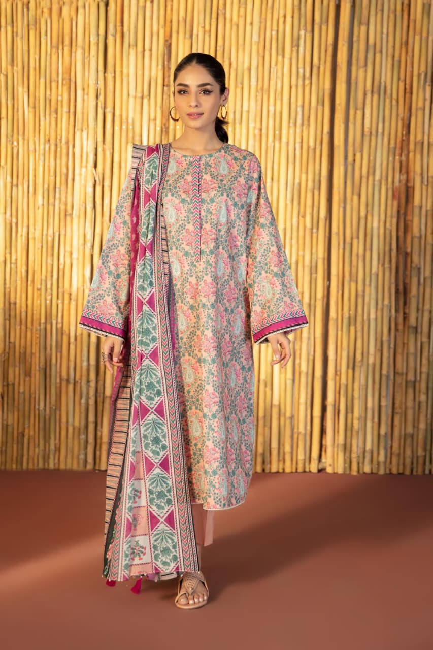 Sapphire-Unstitched-printed lawn 3 piece