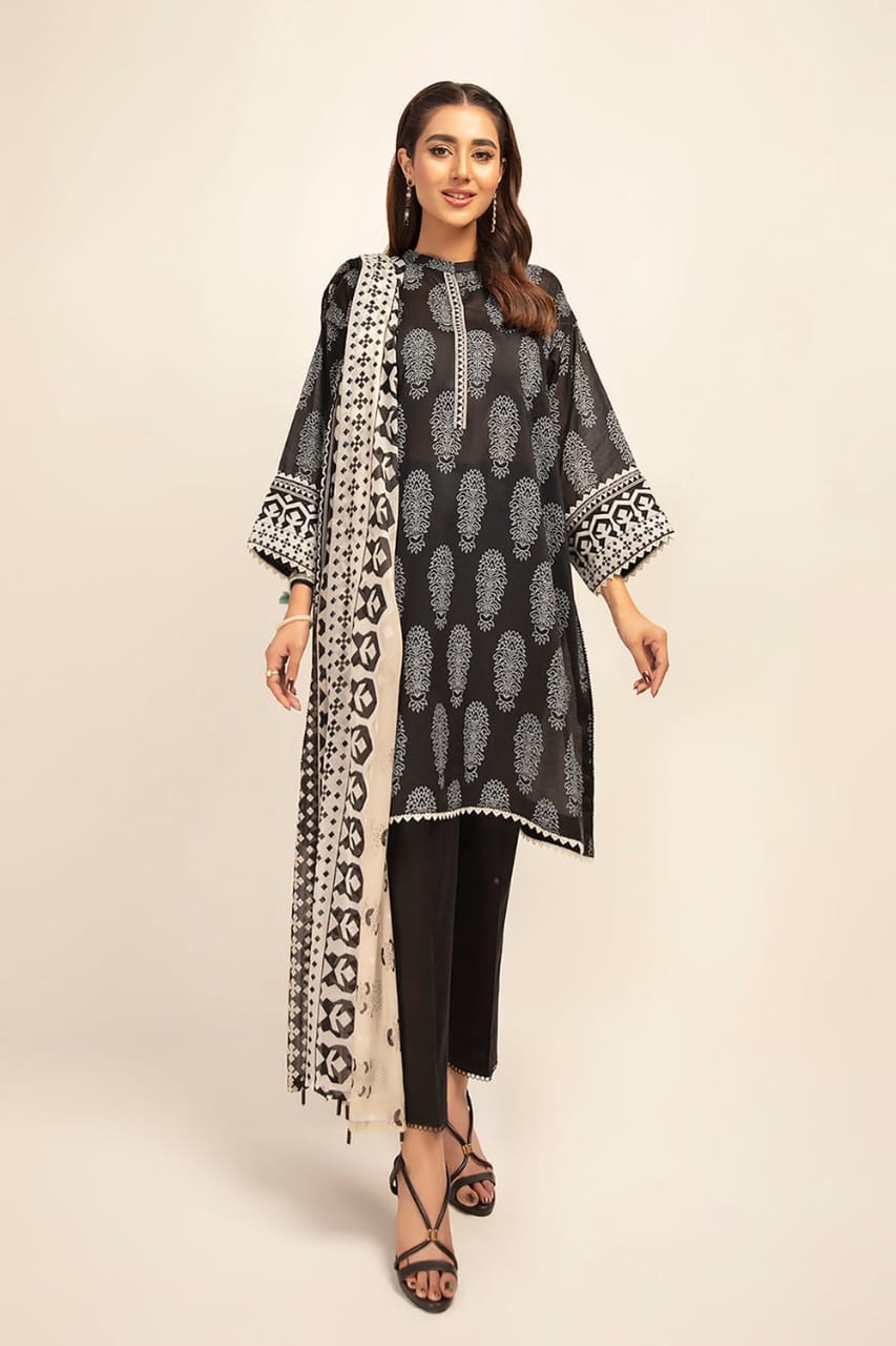 Nishat-unstitched-printed lawn 3 piece