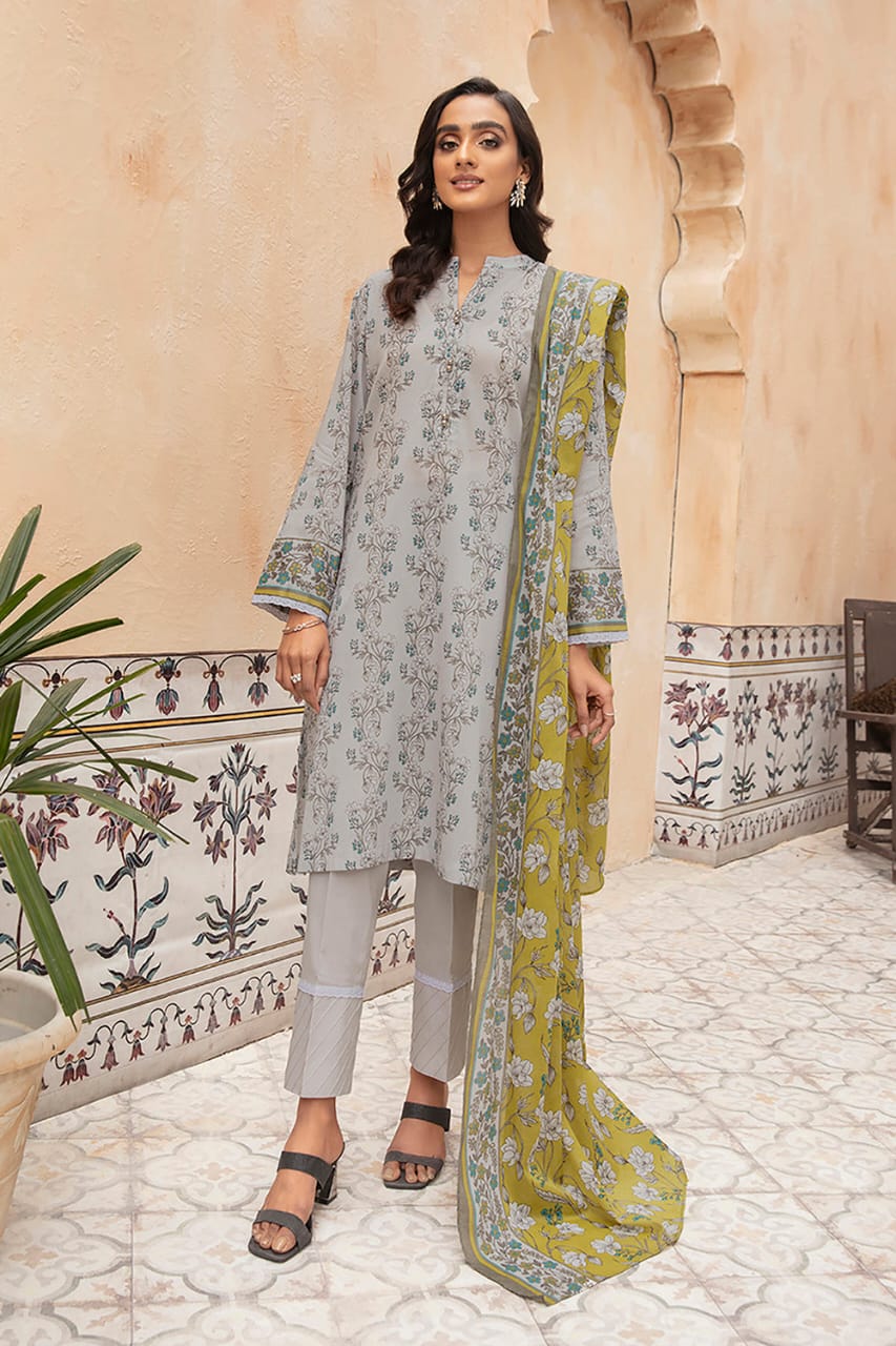 Nishat-Unstitched-printed lawn 3-piece