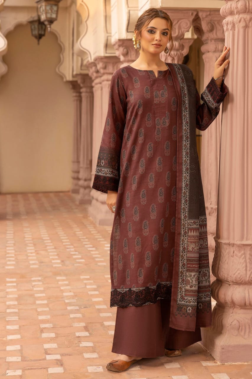 Motifz Un-stitch Embroidered Khaddar 3 piece