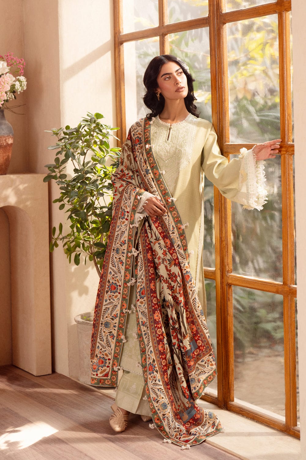 TanaBana Fabrics UnStitch Embroidered Khaddar 3 piece