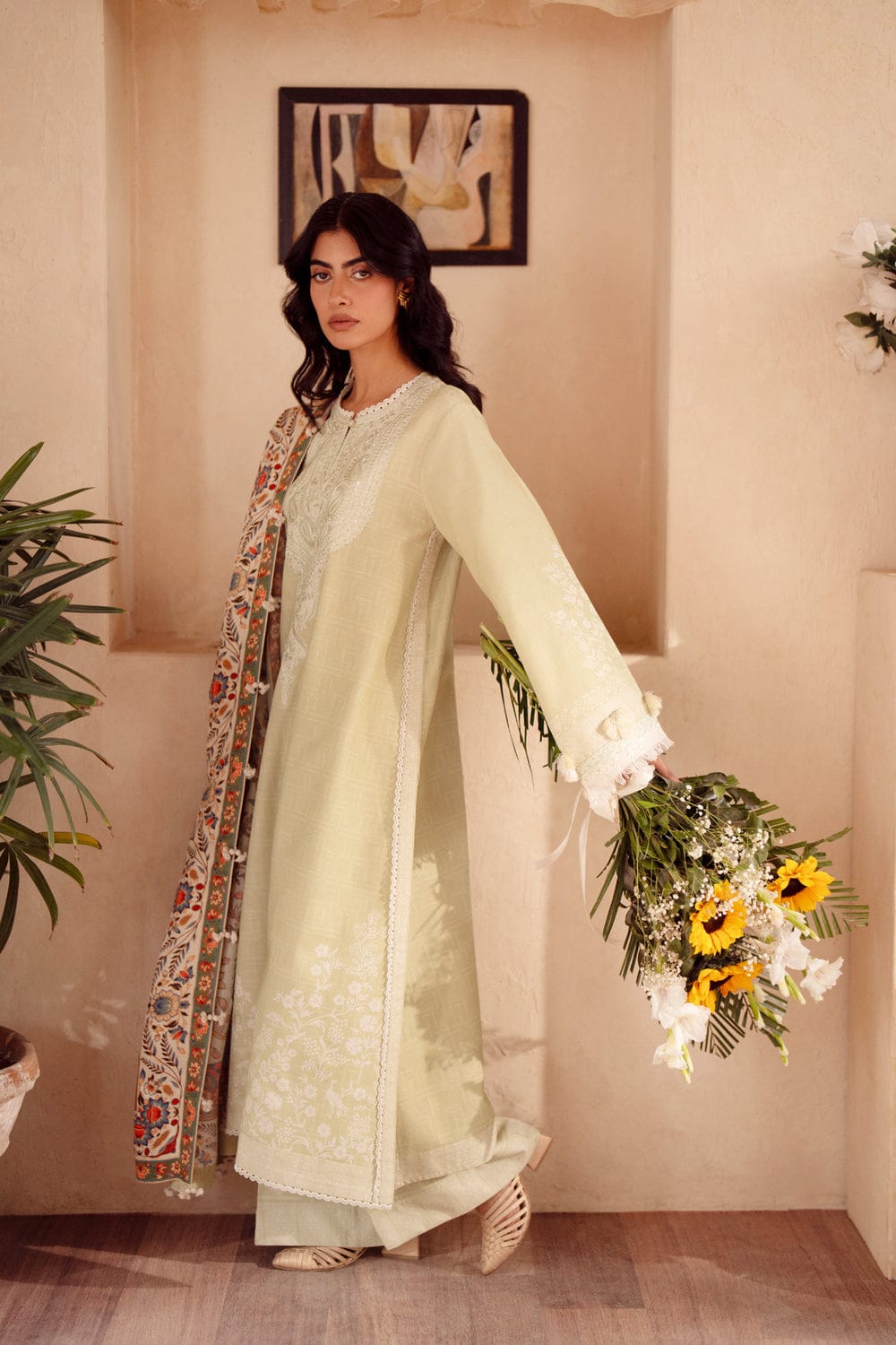TanaBana Fabrics UnStitch Embroidered Khaddar 3 piece