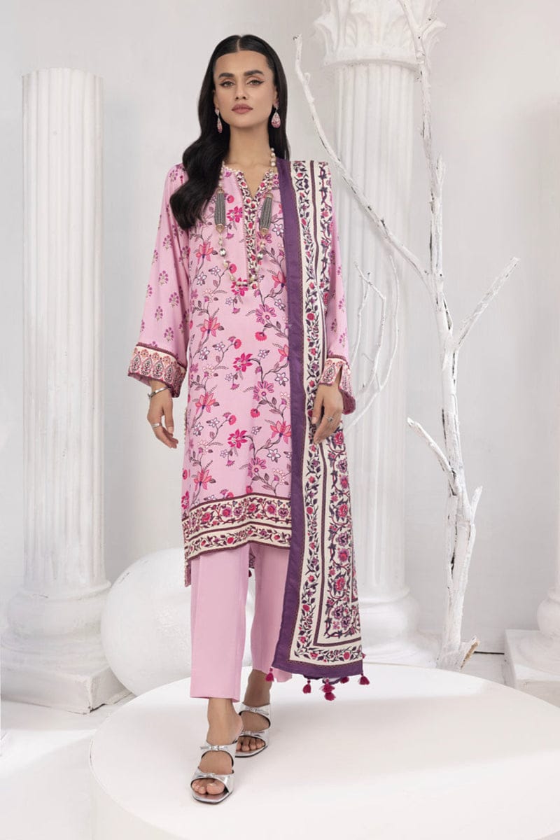 Lakhany UnStitched  3 piece Printed Cottel With Printed Jacquard Shawl