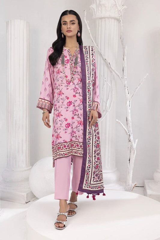 Lakhany UnStitched  3 piece Printed Cottel With Printed Jacquard Shawl
