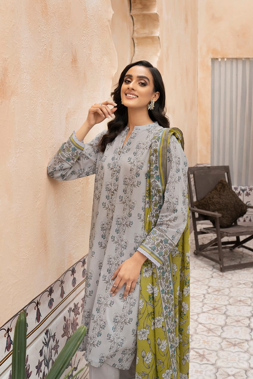 Nishat-Unstitched-printed lawn 3-piece