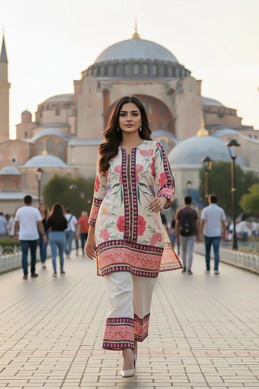 TanaBana Fabrics 2 Piece - Printed Silk Co-ord Set - BD - 05