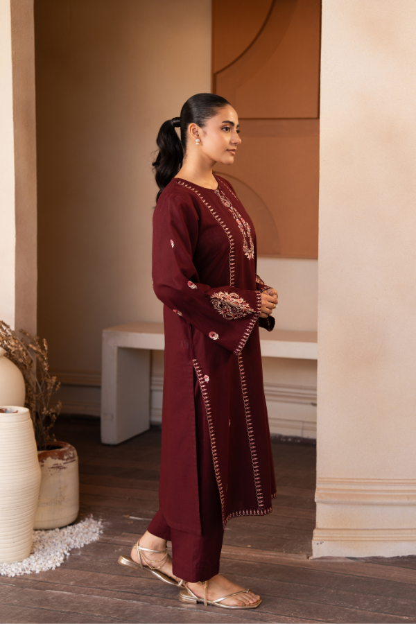 Tanabana Fabrics 2 Piece - Embroidered Khaddar Suit - AEK - 05