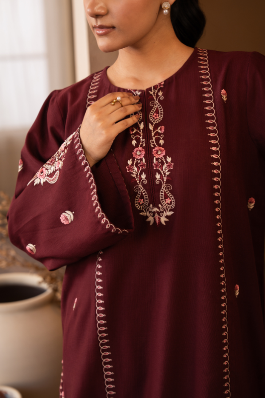 Tanabana Fabrics 2 Piece - Embroidered Khaddar Suit - AEK - 05