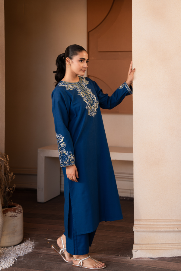 Tanabana Fabrics 2 Piece - Embroidered Khaddar Suit - AEK - 02