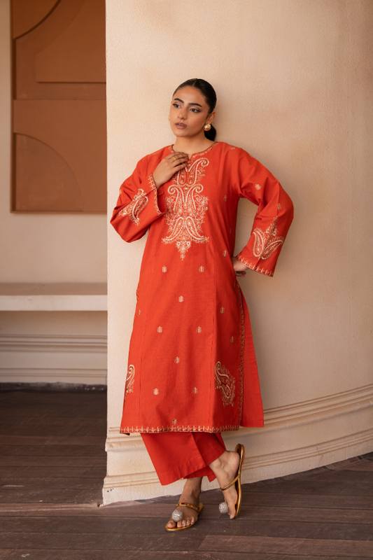 Tanabana Fabrics 2 Piece - Embroidered Khaddar Suit - AEK - 03