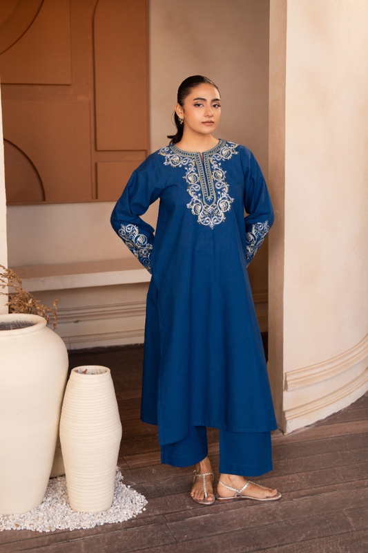 Tanabana Fabrics 2 Piece - Embroidered Khaddar Suit - AEK - 02