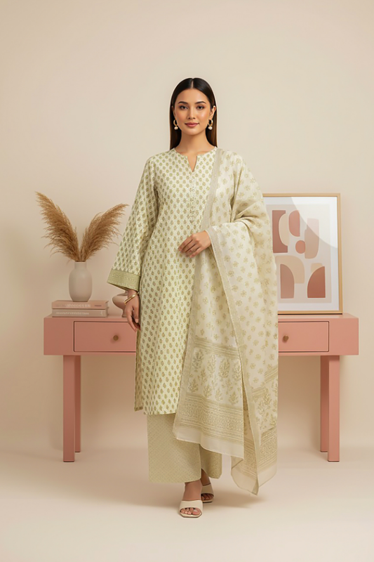 Tanabana fabrics 3 Piece - Printed Premium Khaddar - V5 - 06