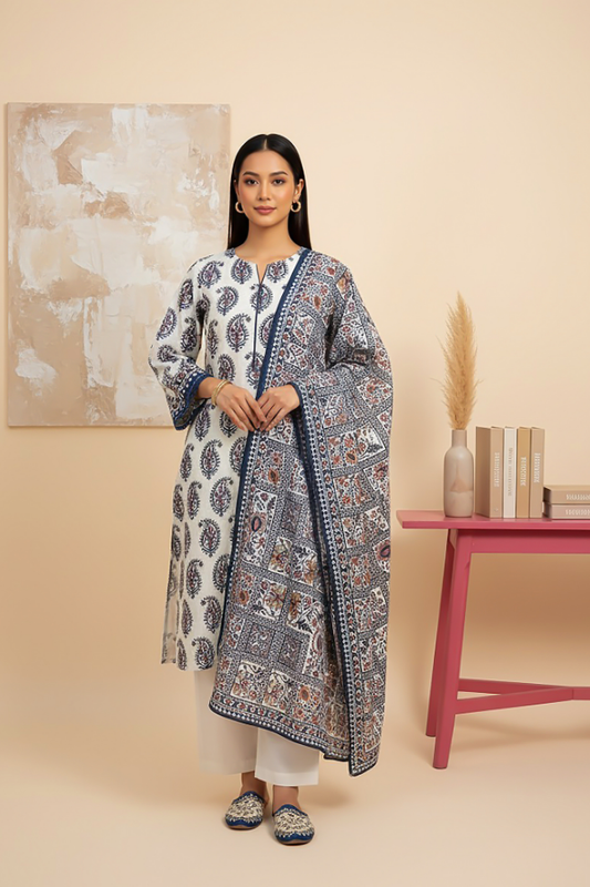 Tanabana fabrics 3 Piece - Printed Premium Khaddar - V5 - 05