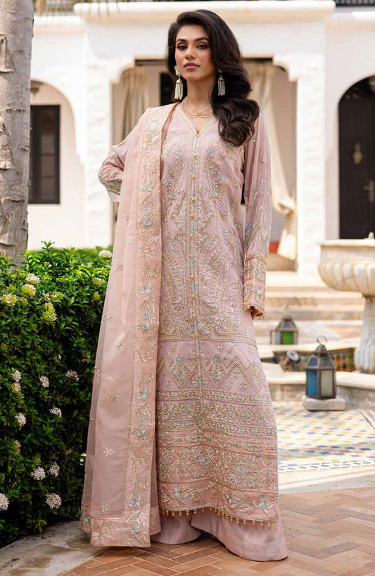 Freesia Noir Embroidered Chiffon Unstitched 3 Piece Suit - FS-50089 Indah - MNM25FNO - Pink - Festive Collection