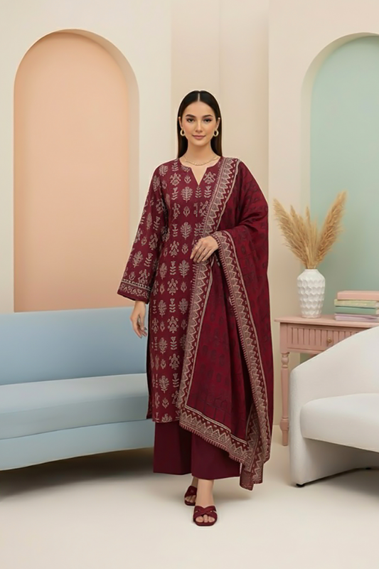 Tanabana fabrics 3 Piece - Printed Premium Khaddar - V5 - 02