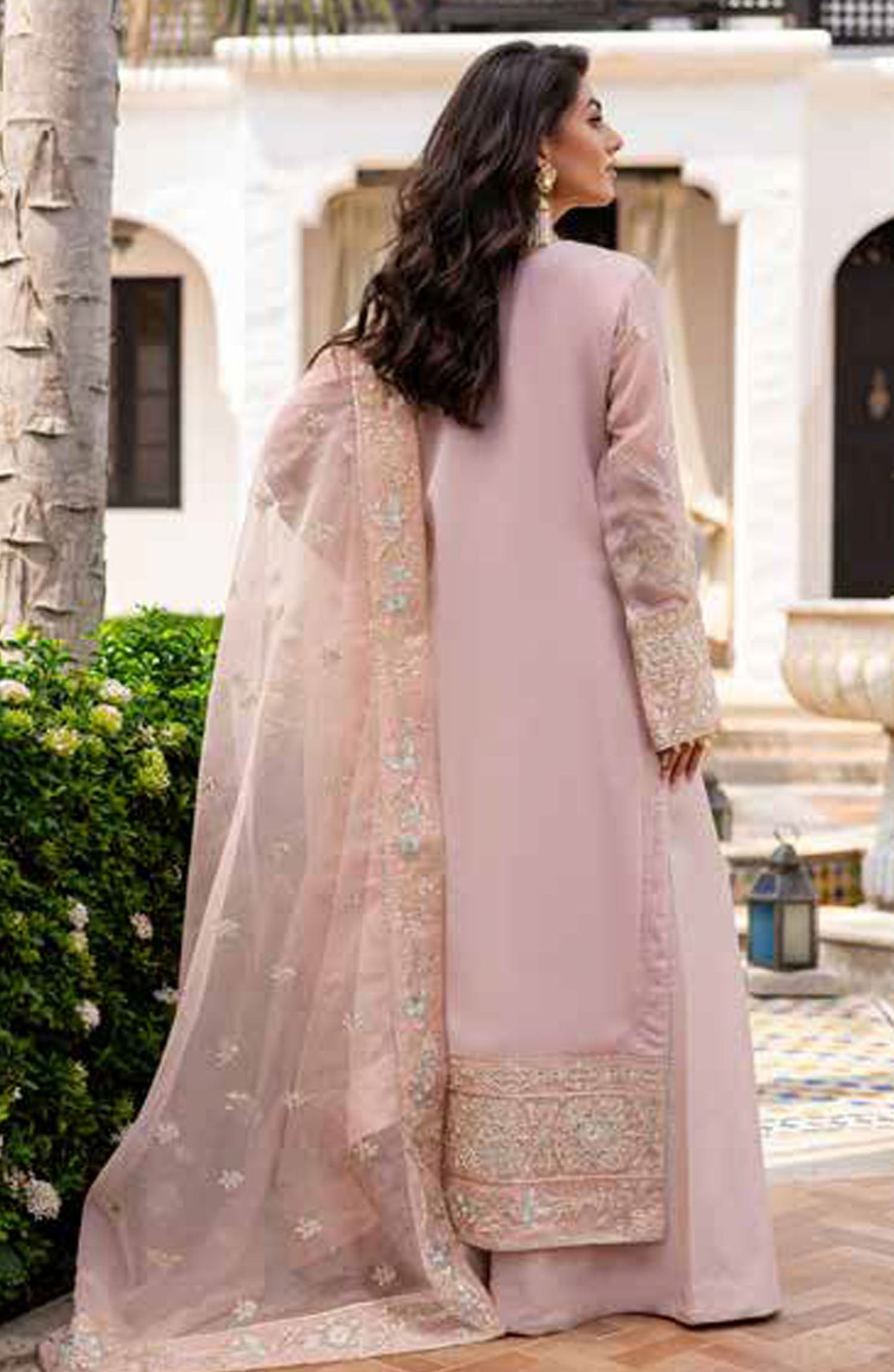 Freesia Noir Embroidered Chiffon Unstitched 3 Piece Suit - FS-50089 Indah - MNM25FNO - Pink - Festive Collection