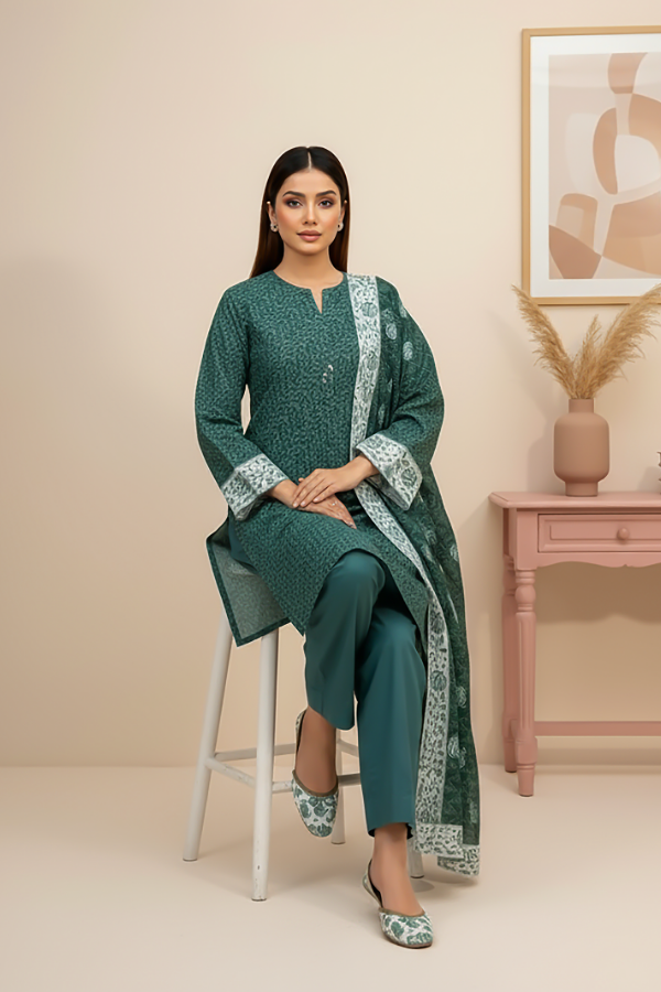 TanaBana Fabrics 3 Piece - Printed Premium Khaddar - V5 - 01