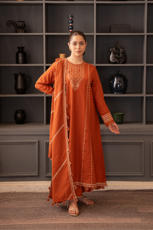 Tanabana fabrics-3 Piece - Embroidered Khaddar - V7 - 09