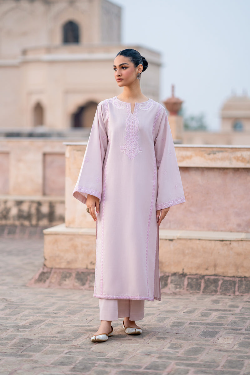 Tanabana fabrics 2 piece- Dyed Embroidered khaddar suit- LC-01