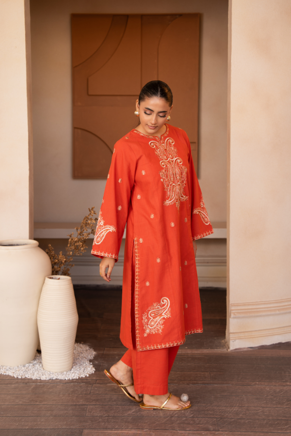 Tanabana Fabrics 2 Piece - Embroidered Khaddar Suit - AEK - 03