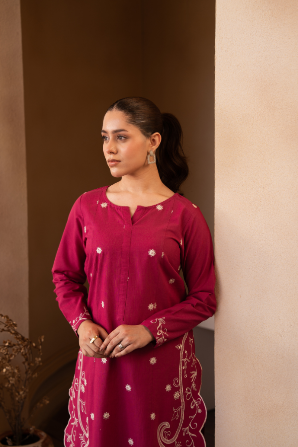 Tanabana Fabrics 2 Piece - Embroidered Khaddar Suit - AEK - 07
