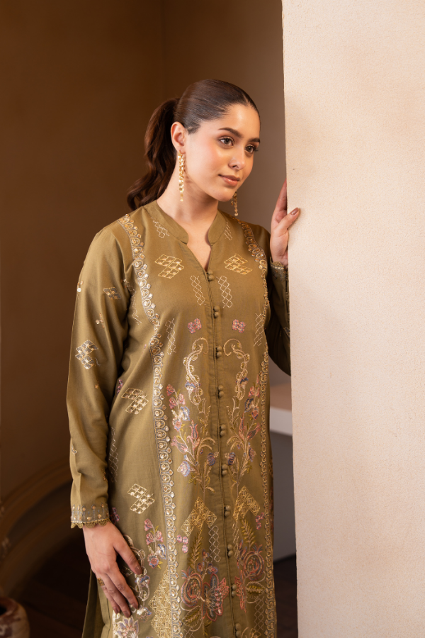 Tanabana Fabrics 2 Piece - Embroidered Khaddar Suit - AEK - 08
