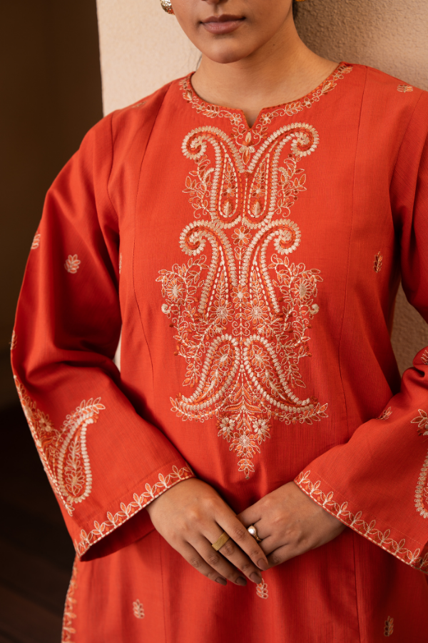 Tanabana Fabrics 2 Piece - Embroidered Khaddar Suit - AEK - 03